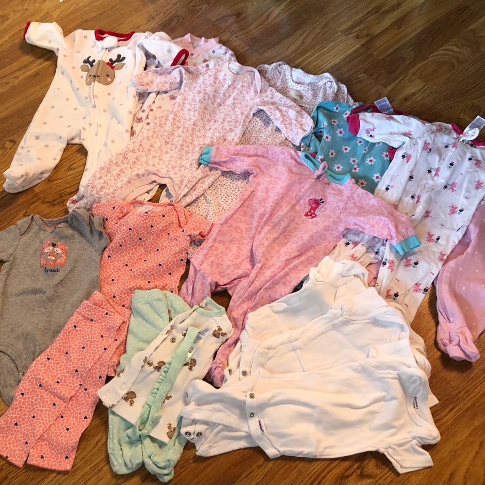 0-3 Month Baby Girl Sleepers, Gowns, and Outfits